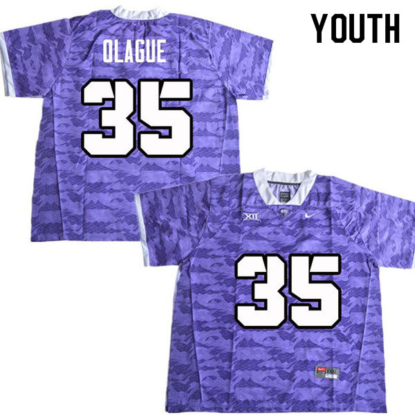 Youth #35 Elias Garcia Olague TCU Horned Frogs College Football Jerseys Sale-Purple - Click Image to Close